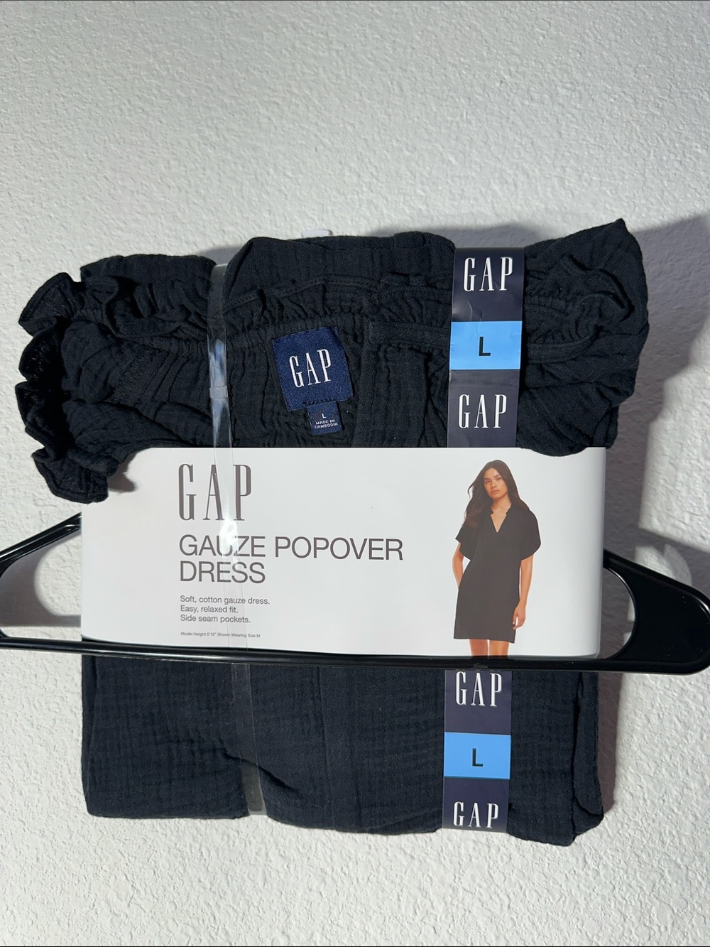 GAP Black Gauze Popover Dress